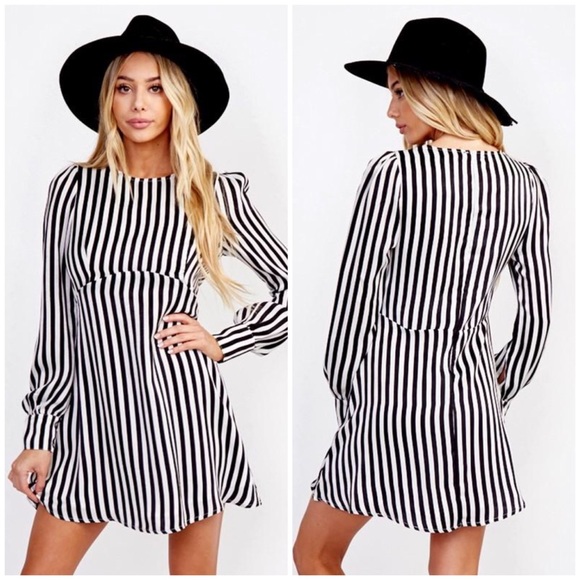 Stripes on Point Long Sleeve Boho Dress - Picture 1 of 3